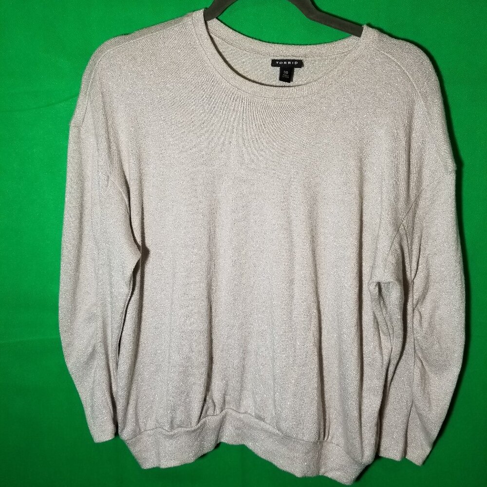 Torrid Sweater Knit Top Sparkle Blouse Women 00 Beige Party Office